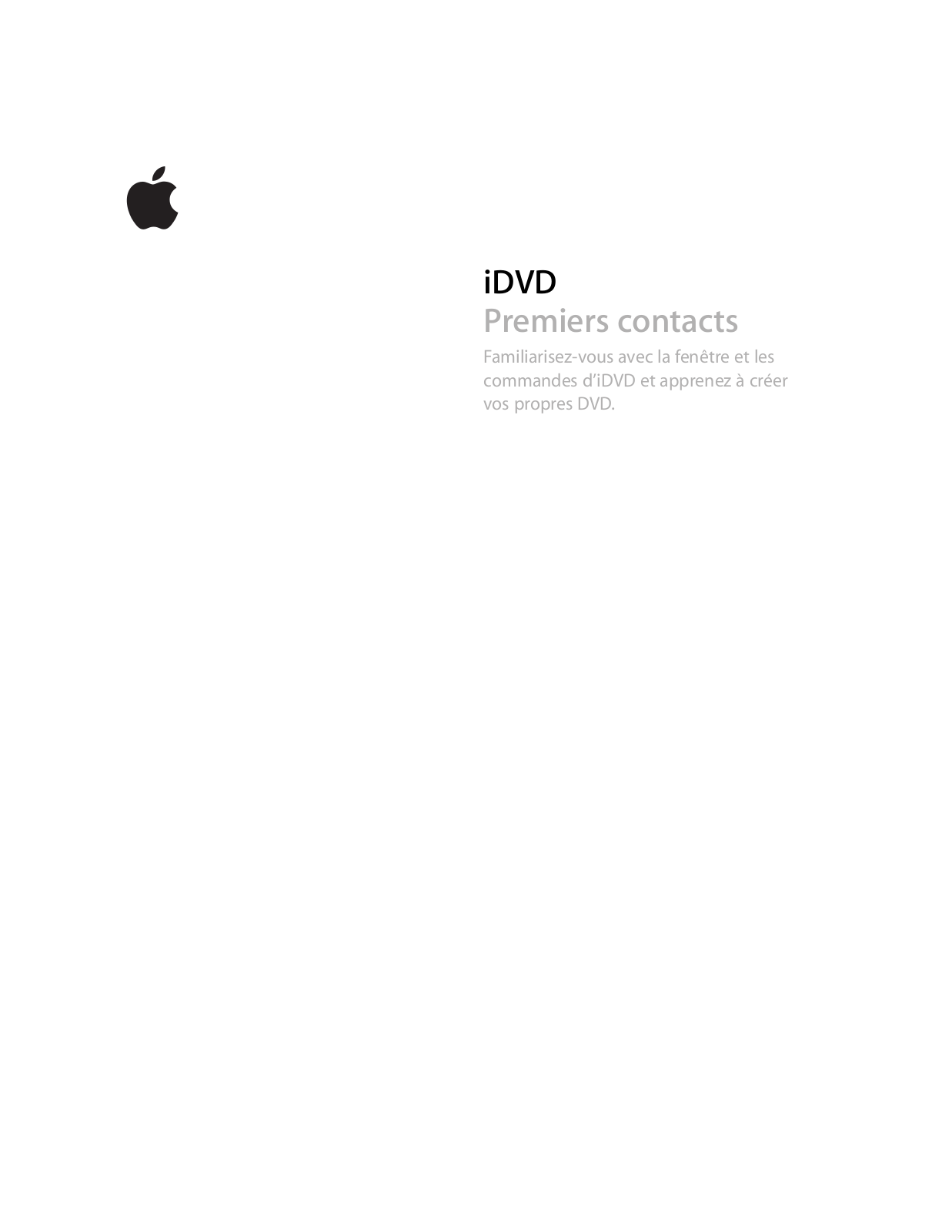 APPLE iDVD 08 Premiers contacts