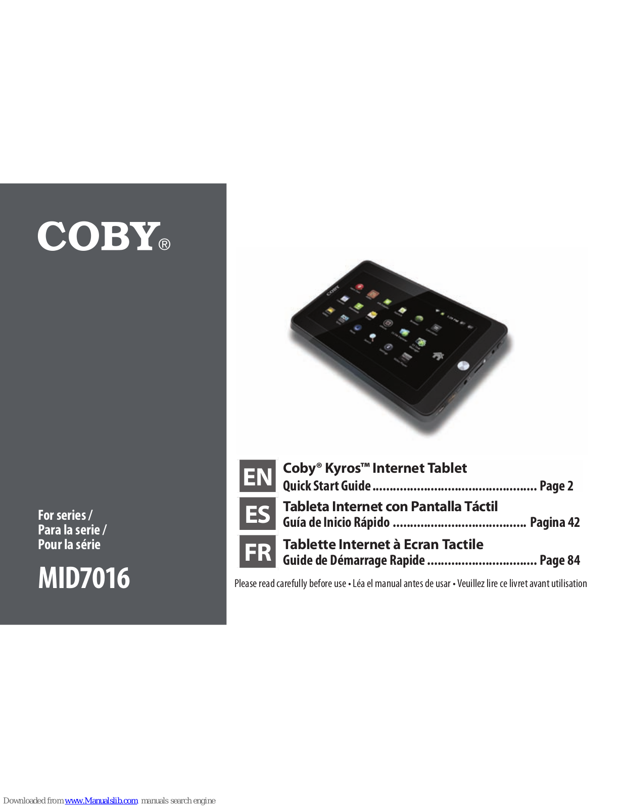 Coby MID70164GSV Quick Start Manual