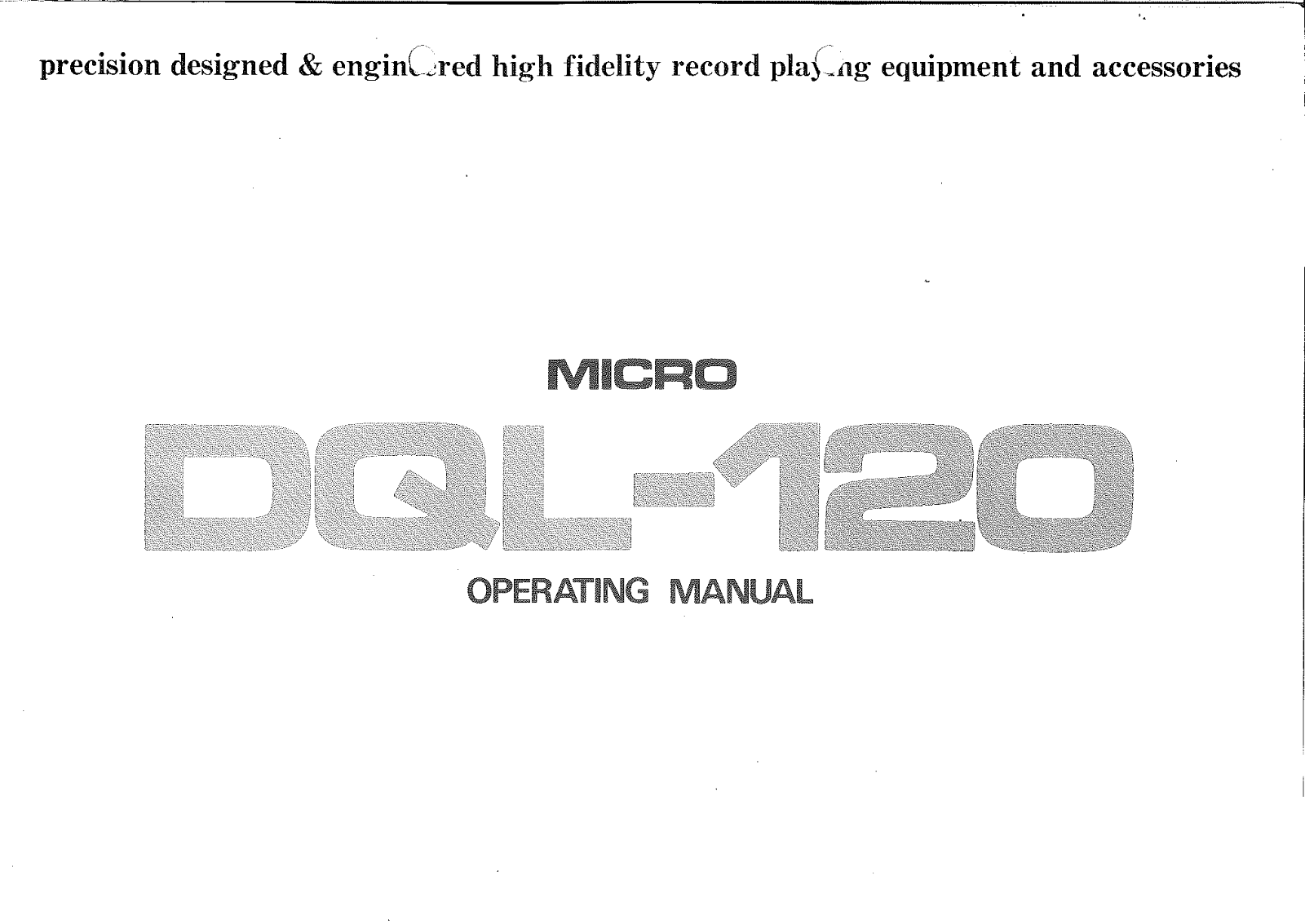 Micro Seiki DQL-120 Owners manual