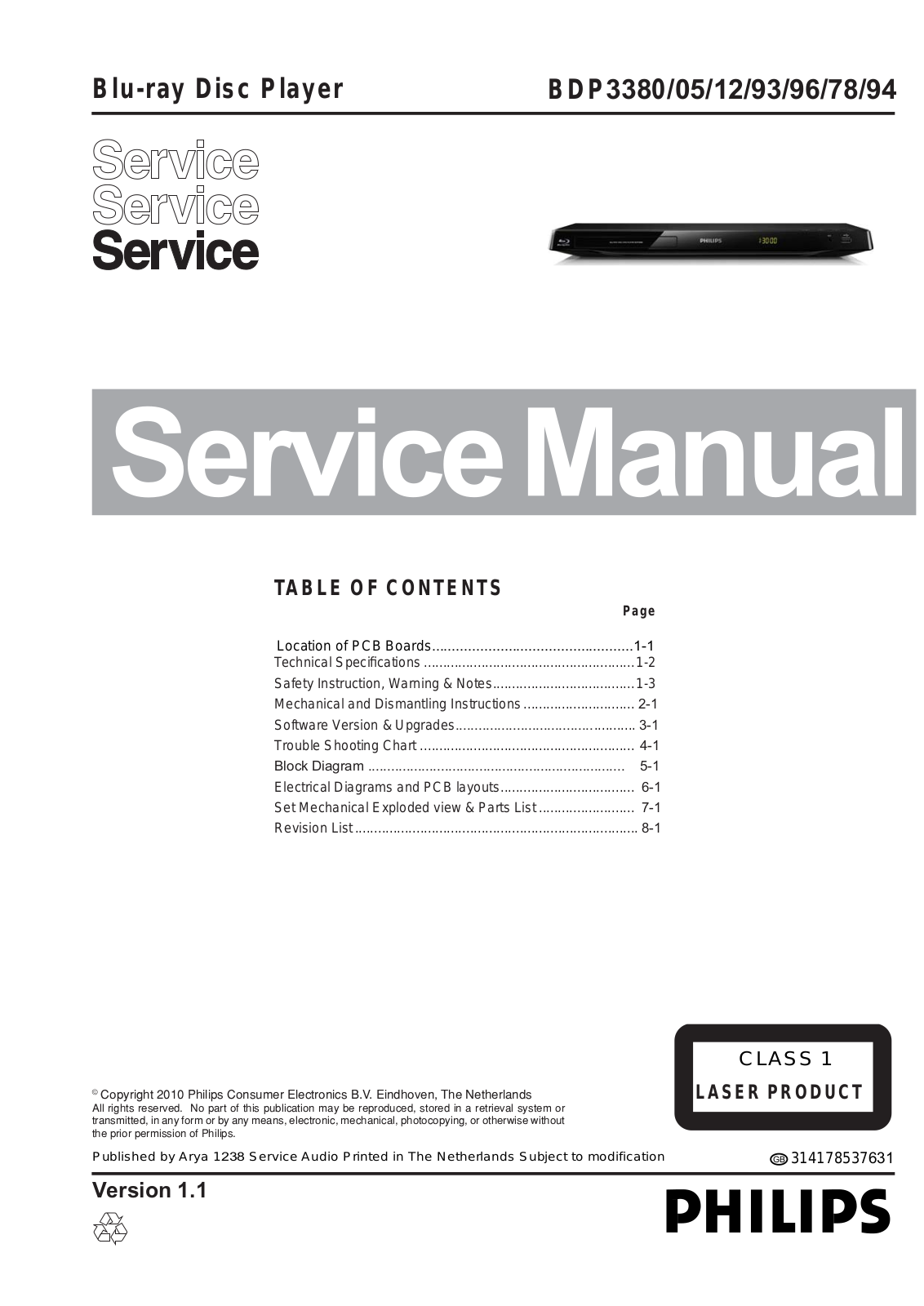 Philips BDP-3380 Service Manual