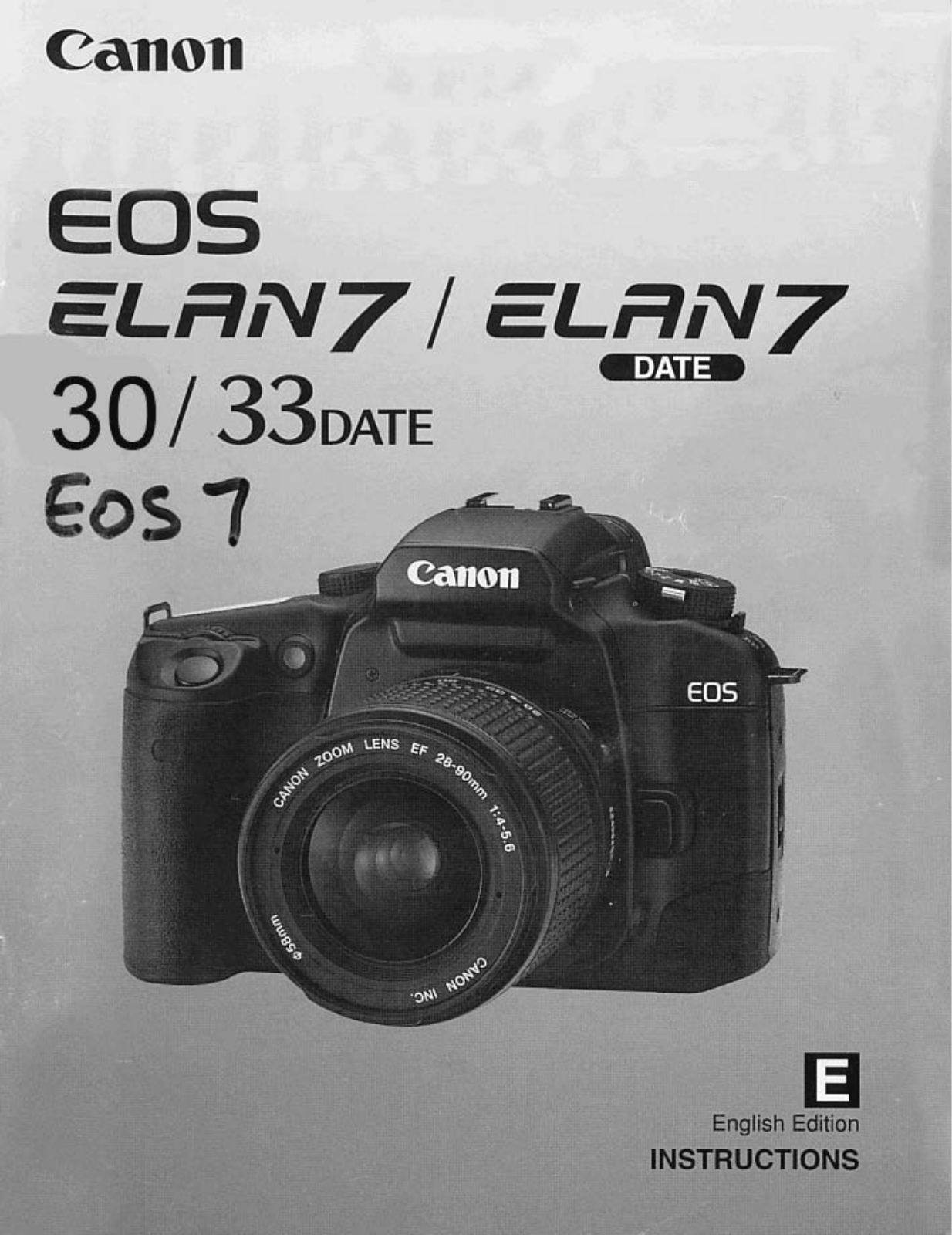 Canon EOS ELAN 7 7E Instruction Manual