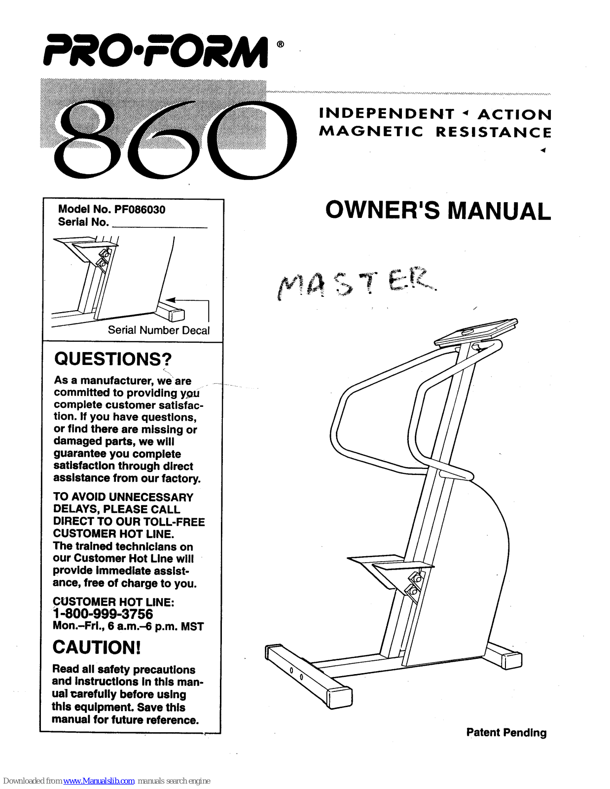 Pro-Form 860, PF086030 Owner's Manual