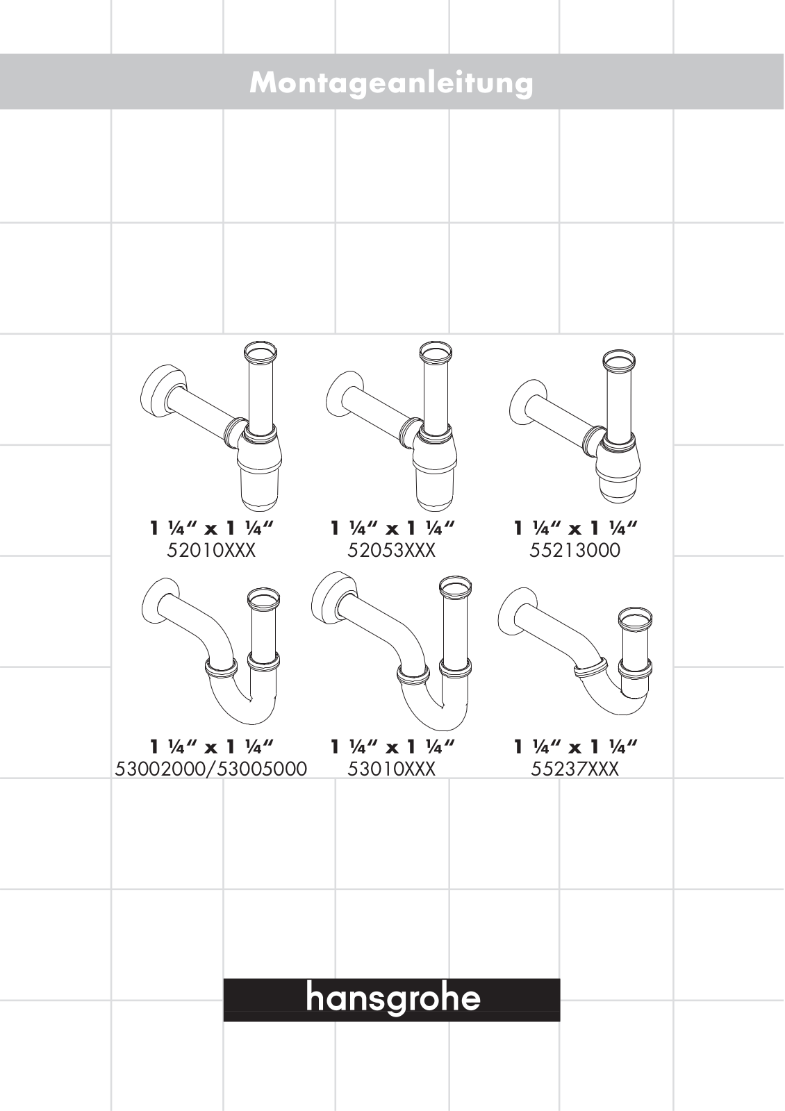 Hansgrohe 55237000, 55213000, 52010000, 52053000 User Manual