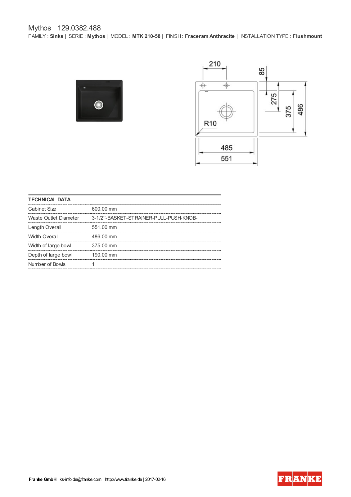 Franke 129.0382.488 Service Manual