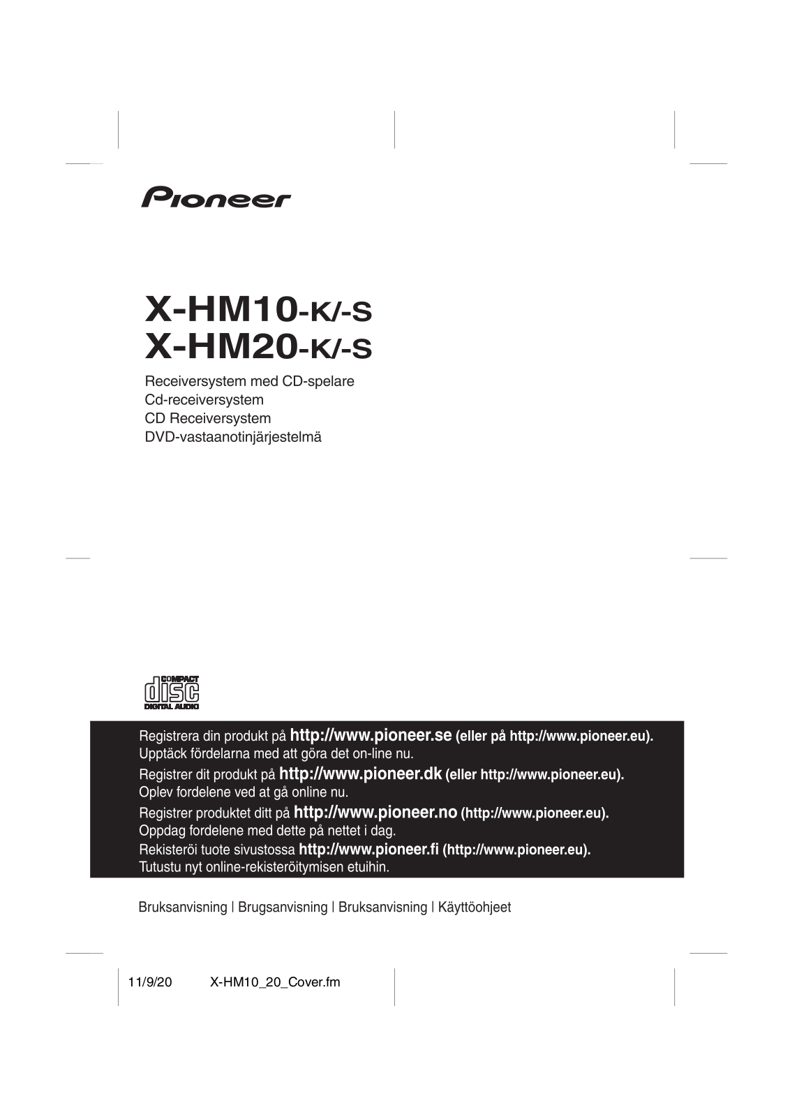 Pioneer X-HM20-S, X-HM20-K, X-HM10-S, X-HM10-K Operating Instruction