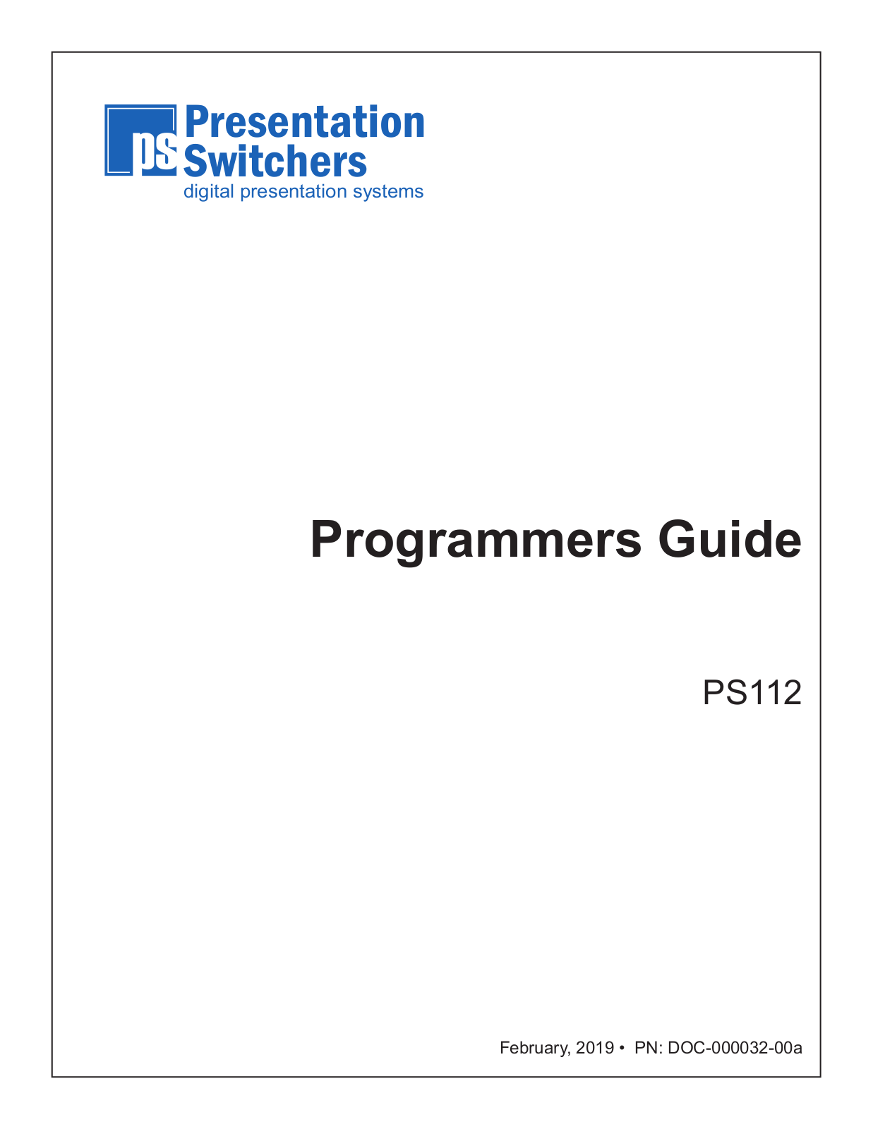 Presentation Switchers PS112 Programmer's Manual - ManualMachine.com