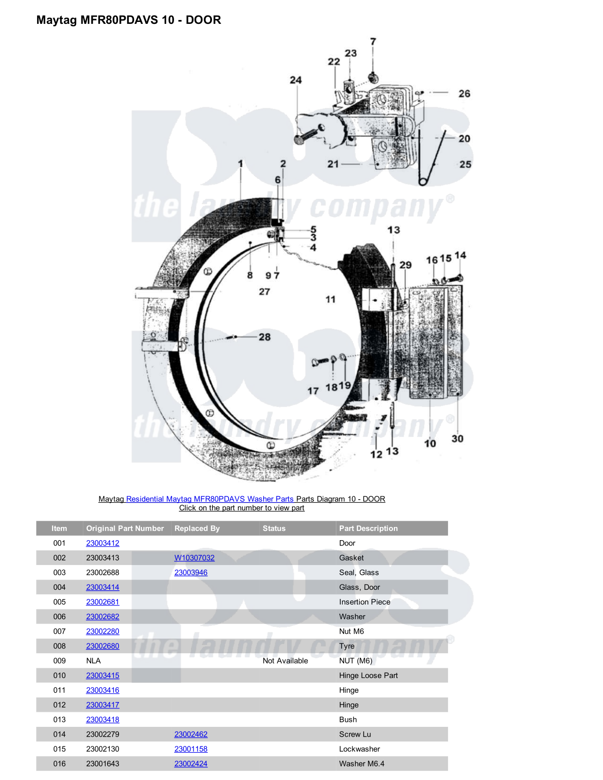 Maytag MFR80PDAVS Parts Diagram