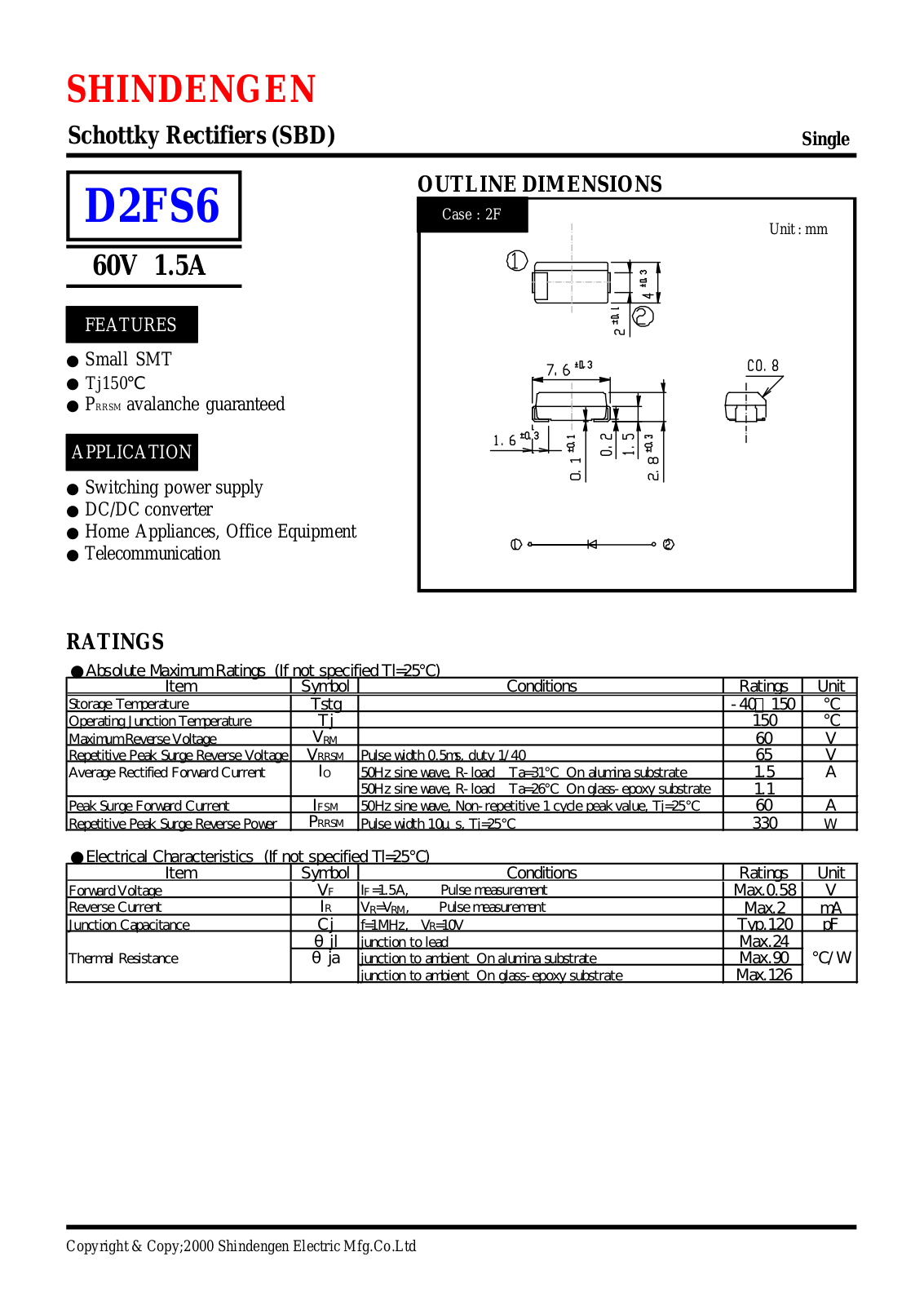 Datasheet D2FS6 Datasheet (Shindengen) - ManualMachine.com