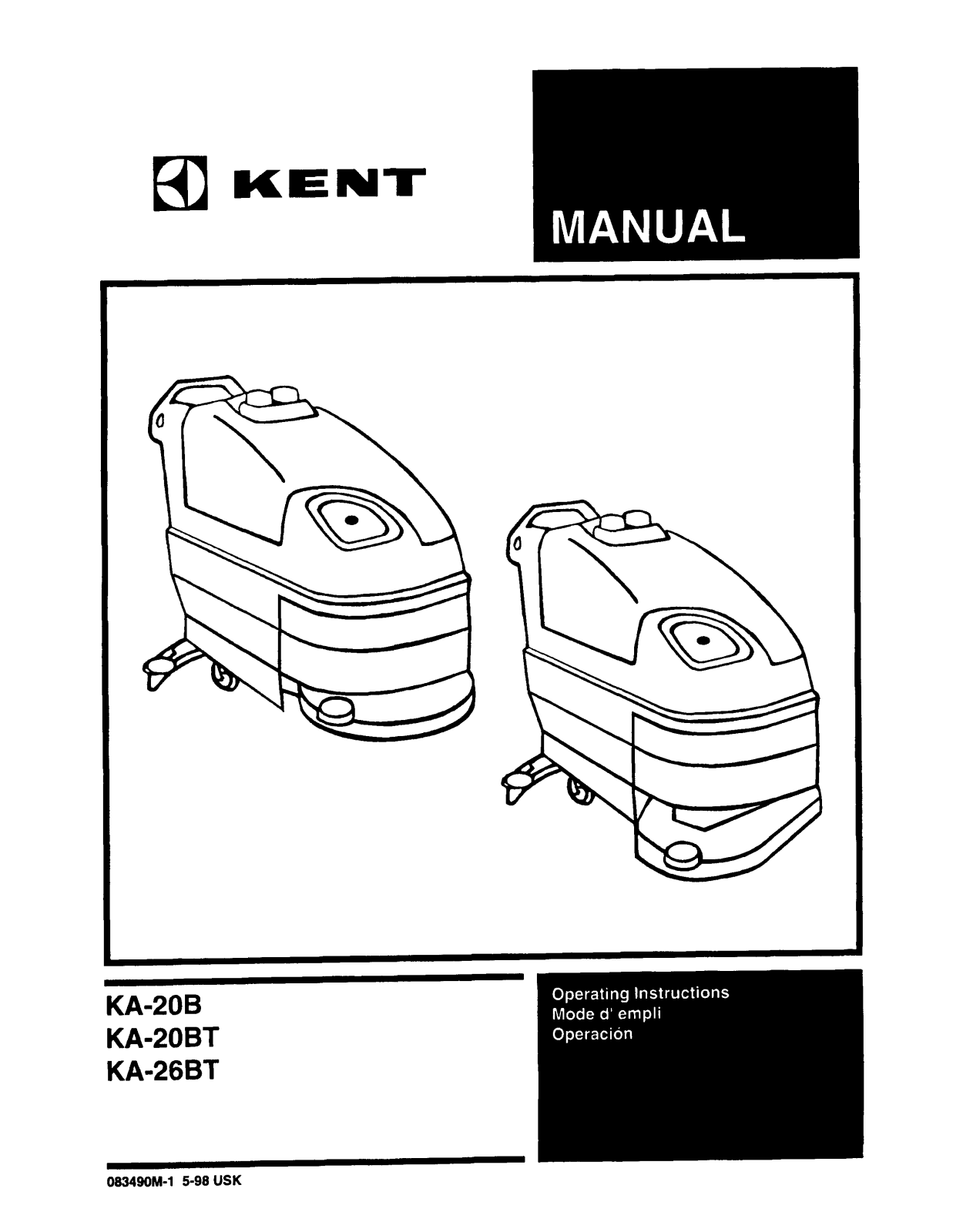 Kent Euroclean KA-26BT Instruction Manual