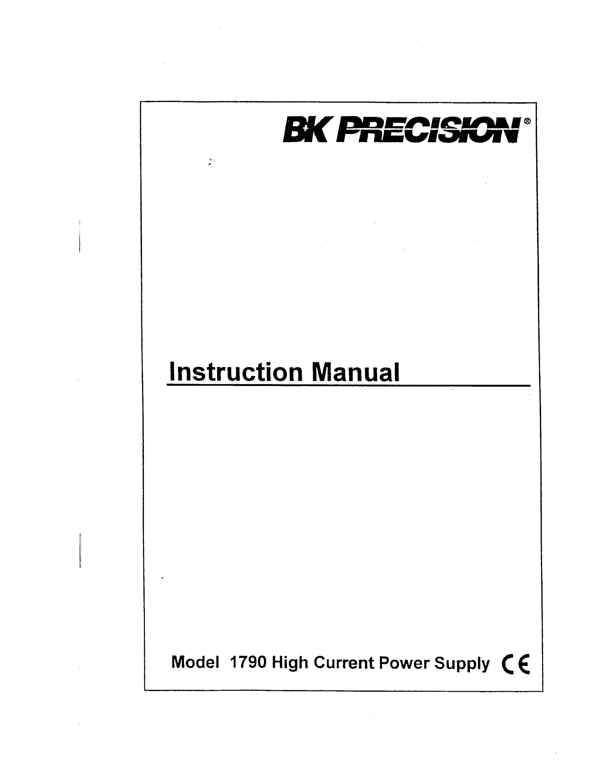 B&K Precision 1790 Instruction Manual