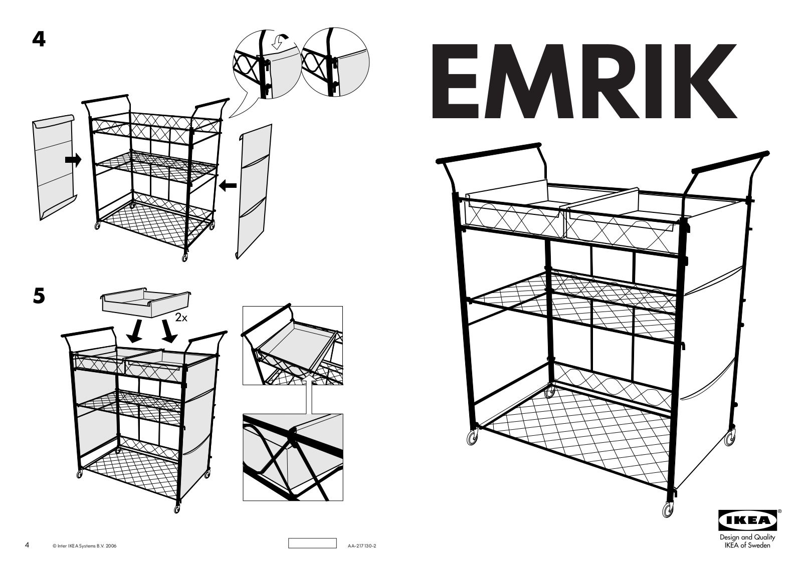 IKEA EMRIK STORAGE UNIT-CASTERS 25X30 Assembly Instruction