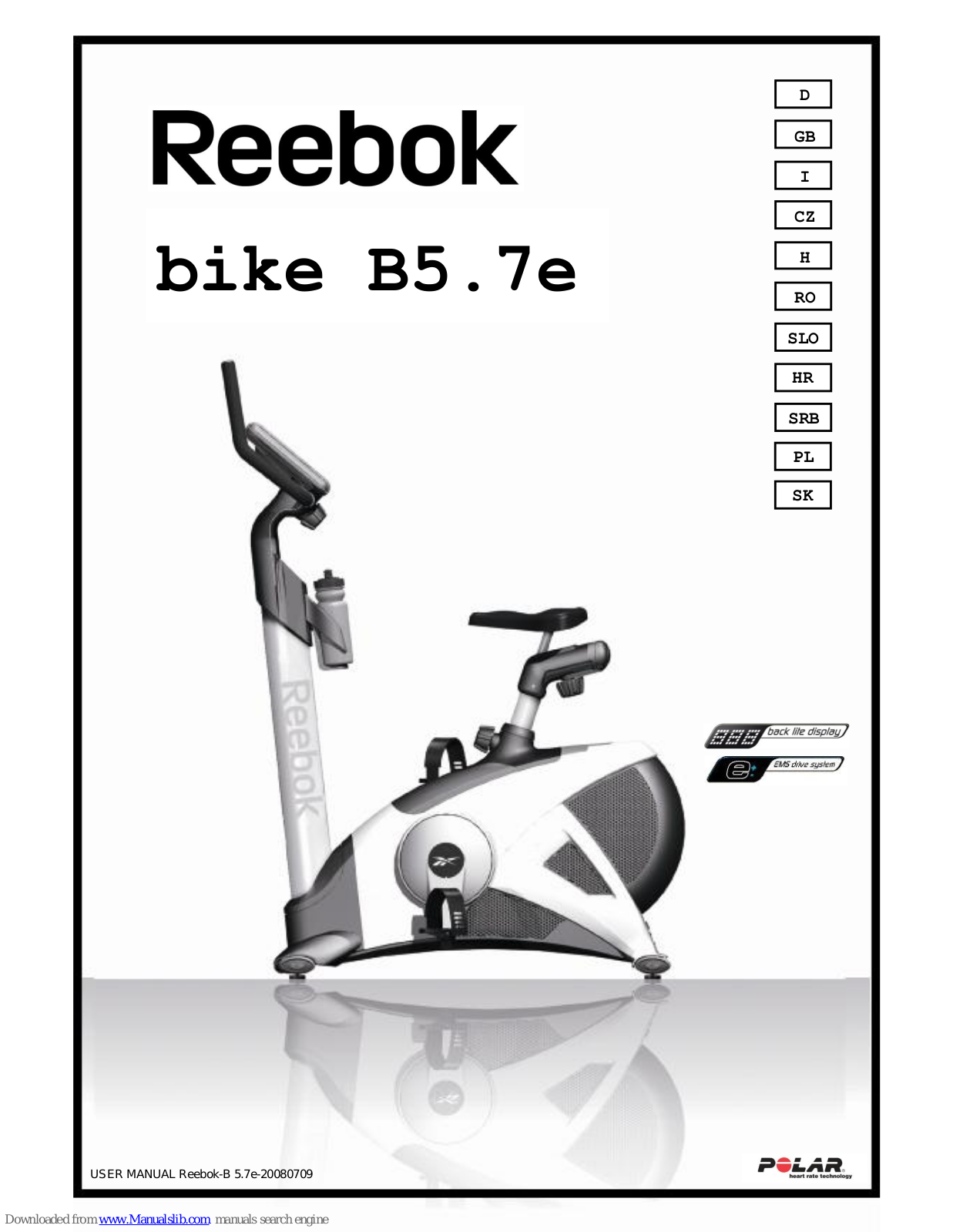 Reebok B5.7e, crosstrainer C5.7e, C5.1e, B5.1e User Manual