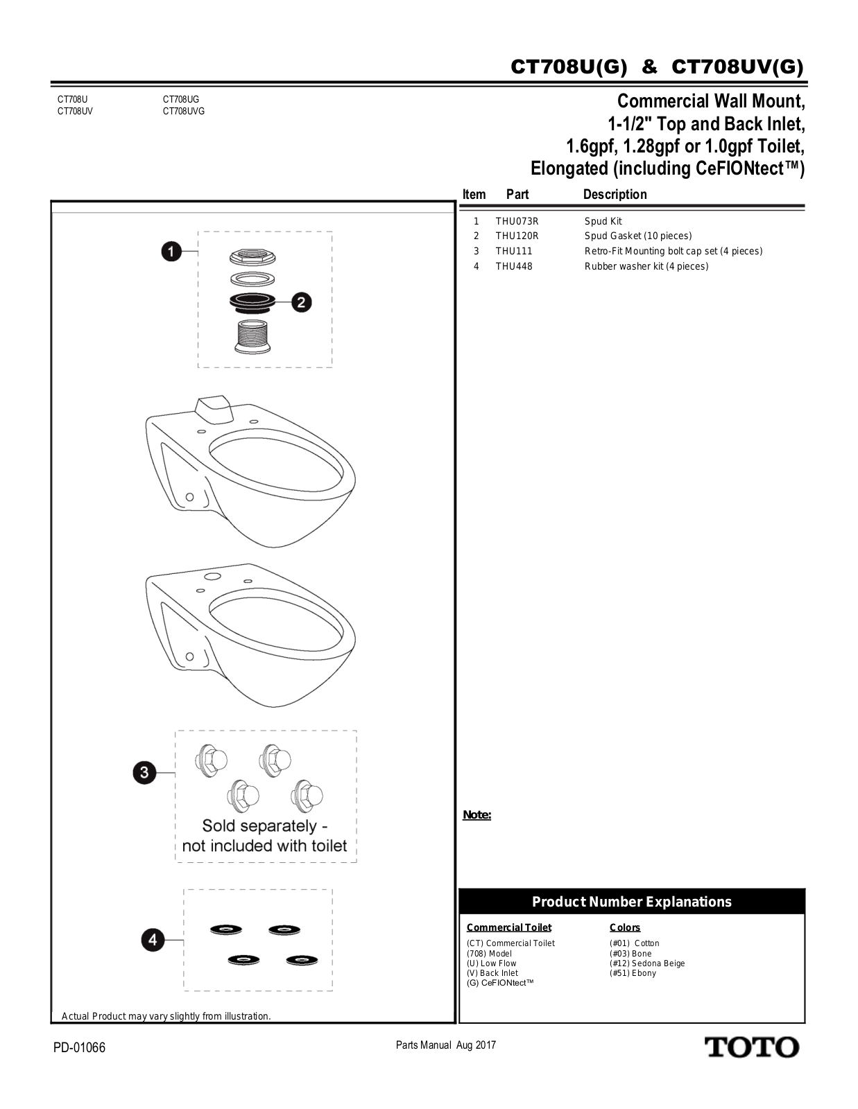 Toto CT708U01 User Manual