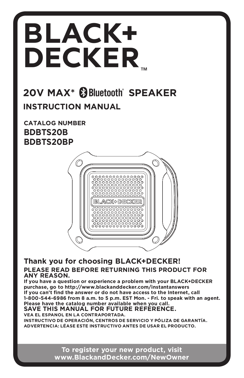 Black & Decker BDBTS20BP, BDBTS20B User Manual