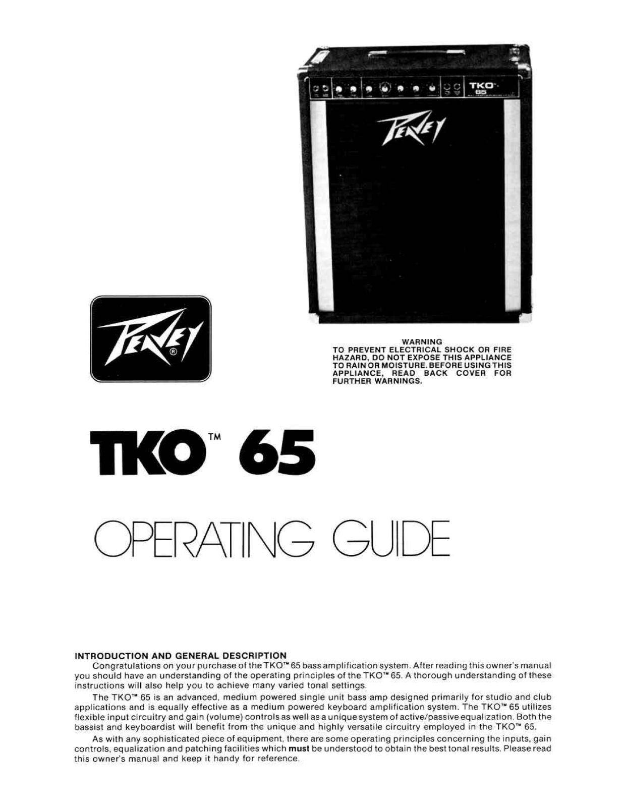 Peavey TKO 65 User Manual