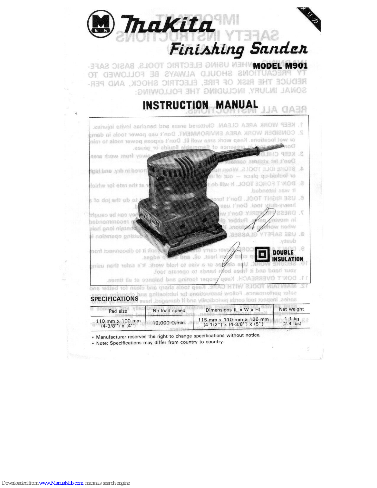 Makita M901 Instruction Manual