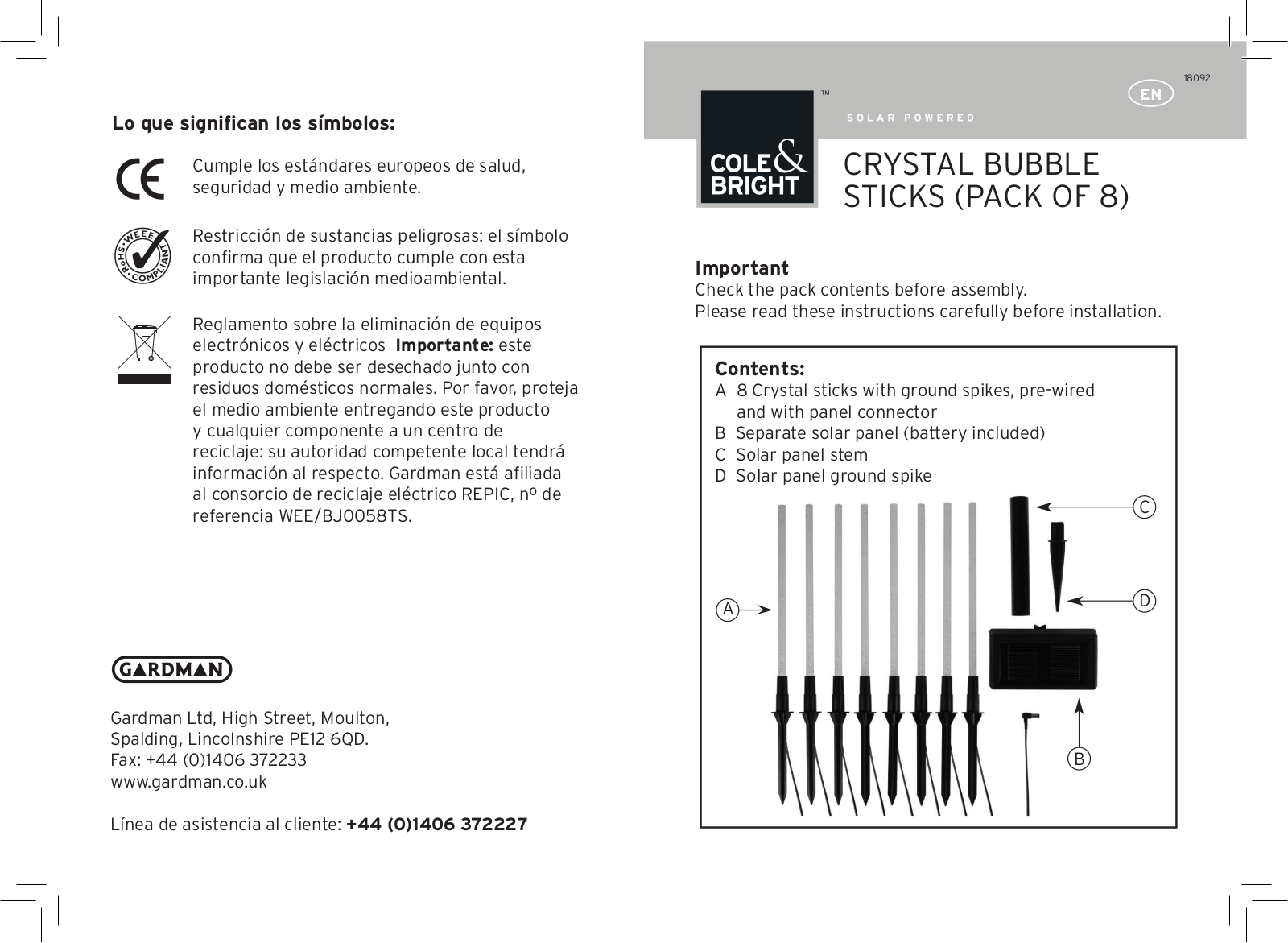 Gardman Crystal bubble sticks User Manual