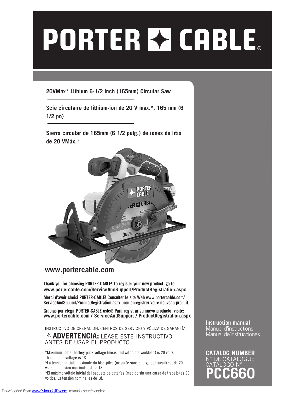 Porter-Cable PCC660 Instruction Manual