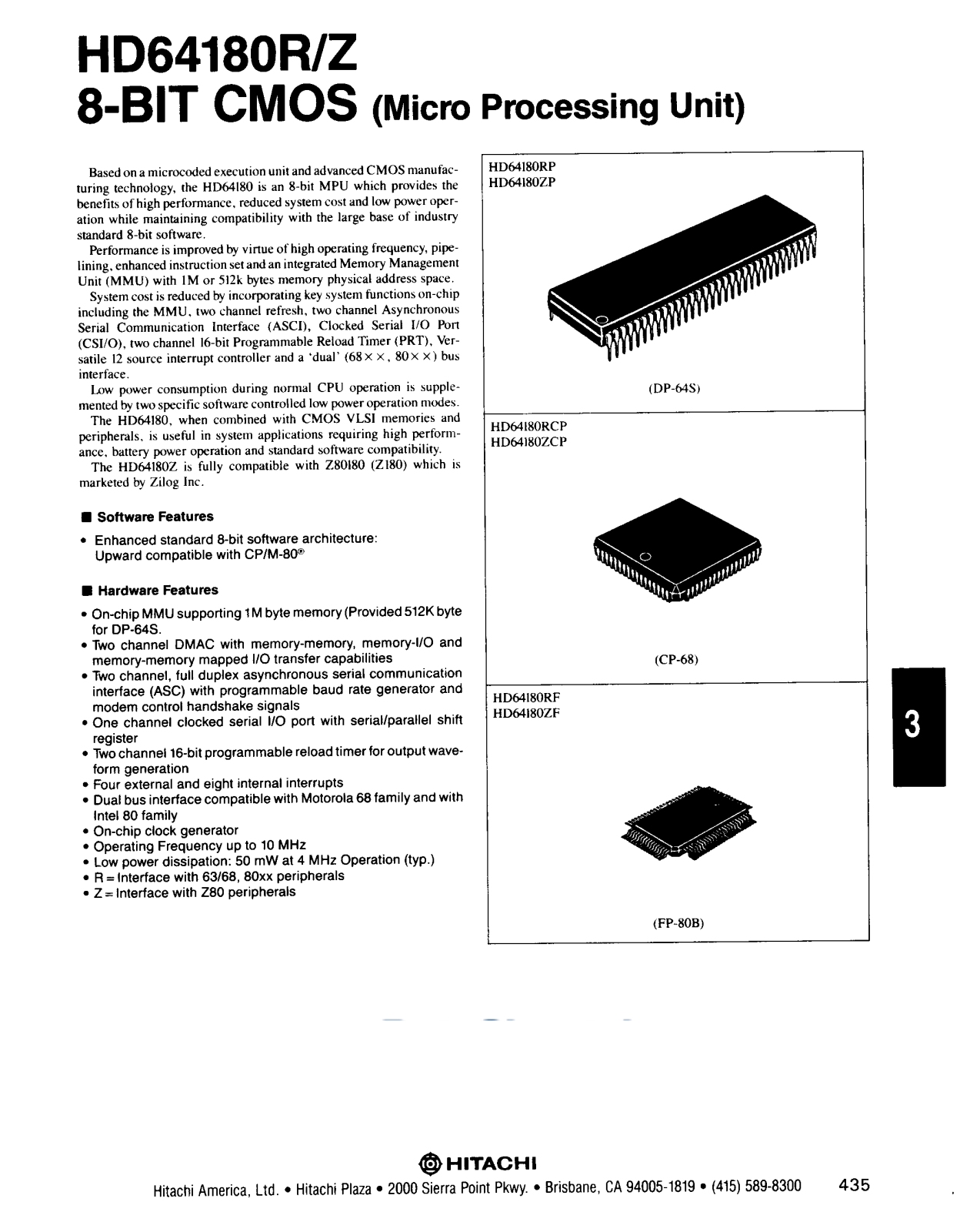 HITACHI hd64180R, hd64180Z User Manual