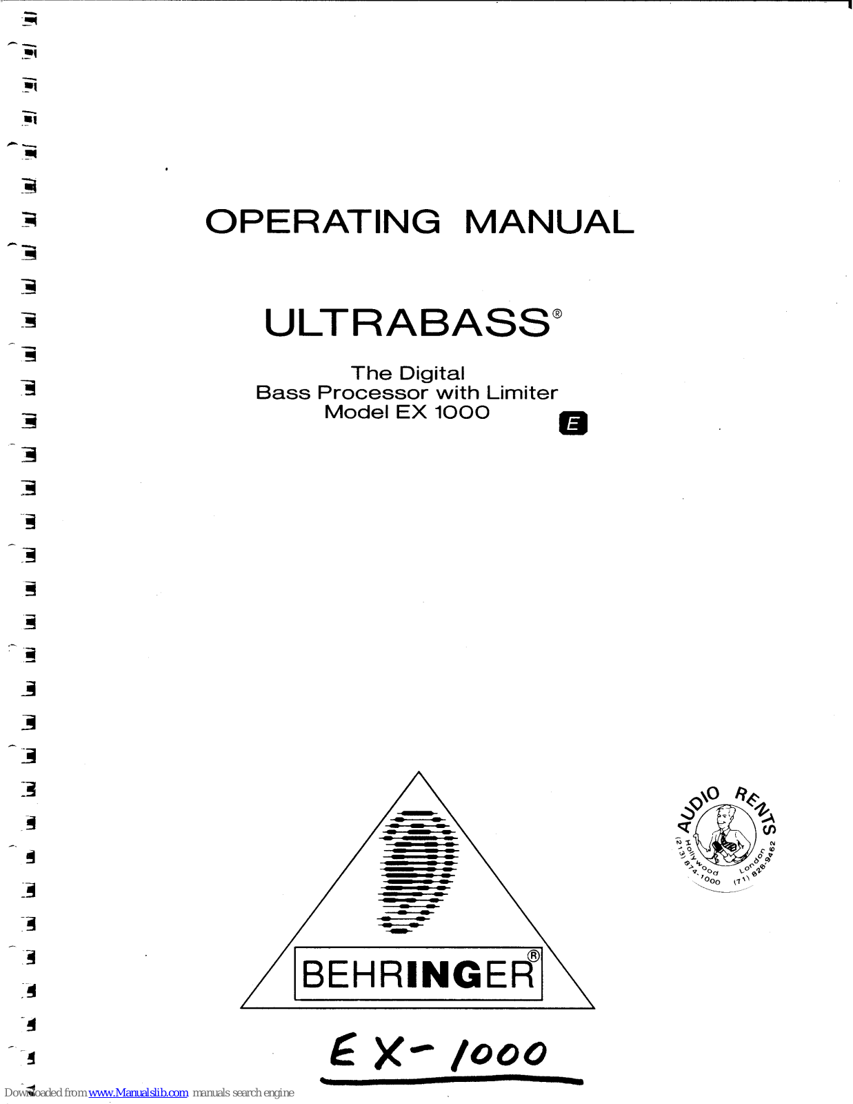 Behringer EX 1000 Operating Manual