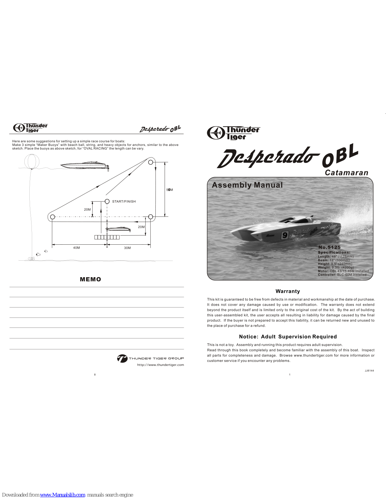 THUNDER TIGER DESPERADO OBL - ASSEMBLY, DESPERADO OBL Catamaran, 5125 User Manual