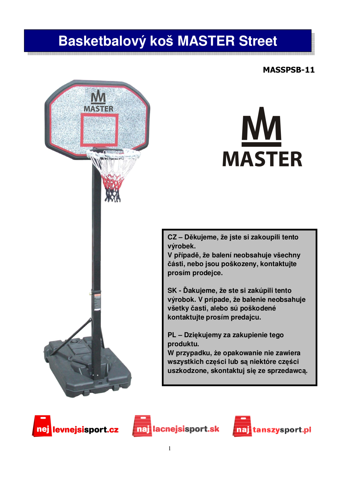 Master MASSPSB-11 User Manual