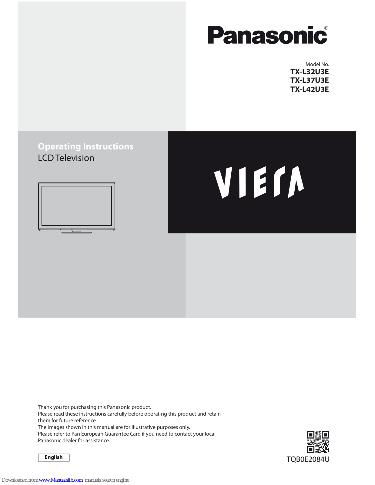 Panasonic Viera TX-L32U3E, Viera TX-L37U3E, Viera TX-L42U3E Operating Instructions Manual