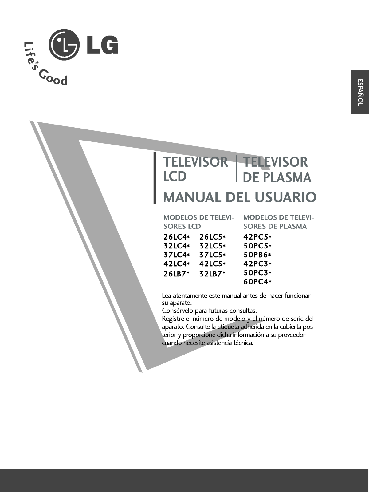 Lg 42PC5, 50PC5, 50PB6, 42PC3, 50PC3 User Manual