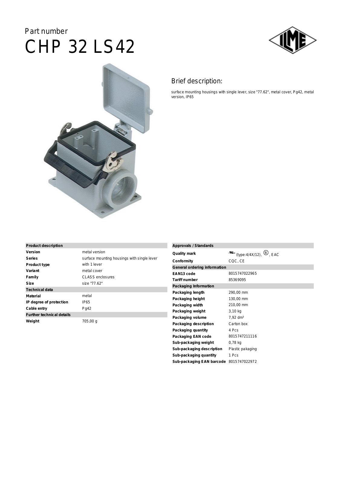 Datasheet CHP-32LS42 Datasheet (ILME) - ManualMachine.com