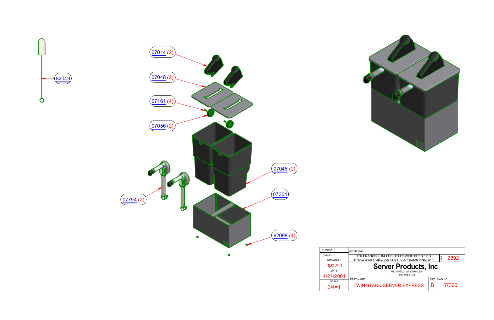 Server 07300 Parts Manual