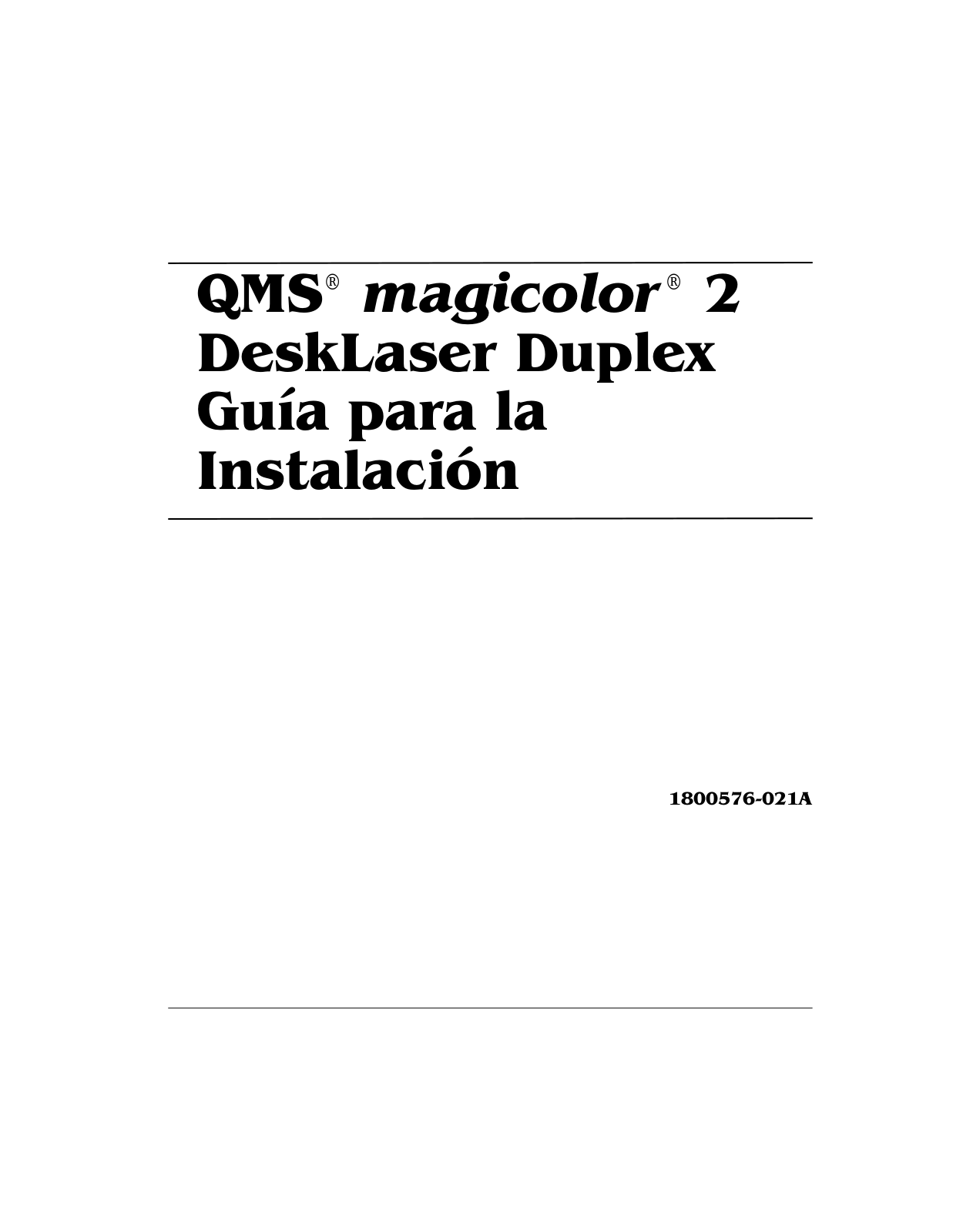 KONICA MINOLTA QMS magic 2 DeskLaser Duplex Installation Guide