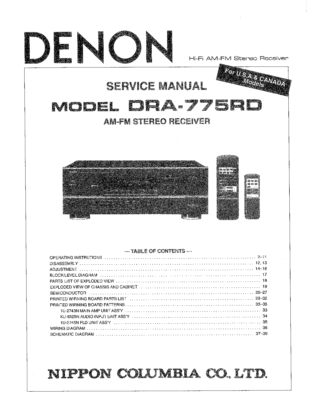 Denon DRA-775RD Service Manual