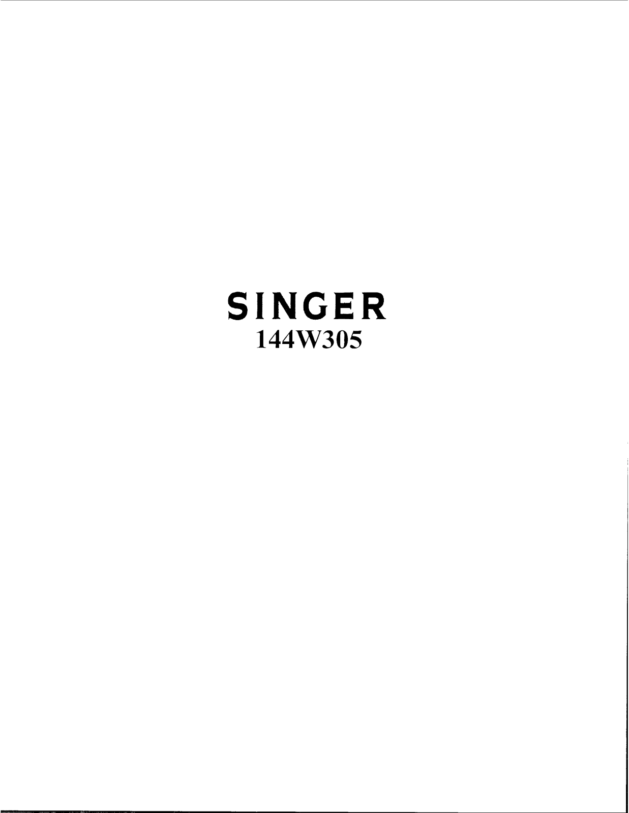 Singer 144W305 User Manual