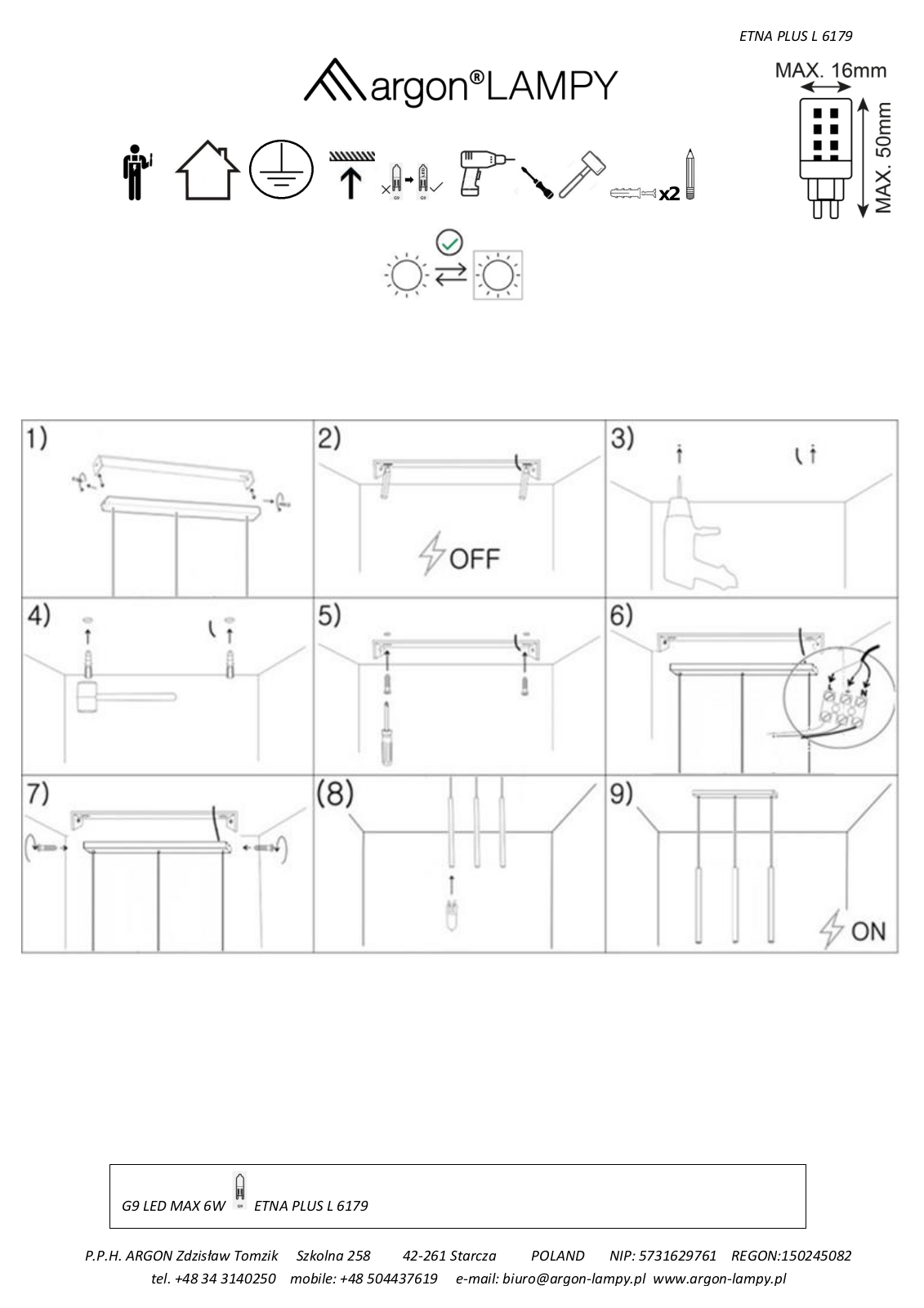 Argon Etna Plus 6179 Installation/Assembly Instructions - ManualMachine.com