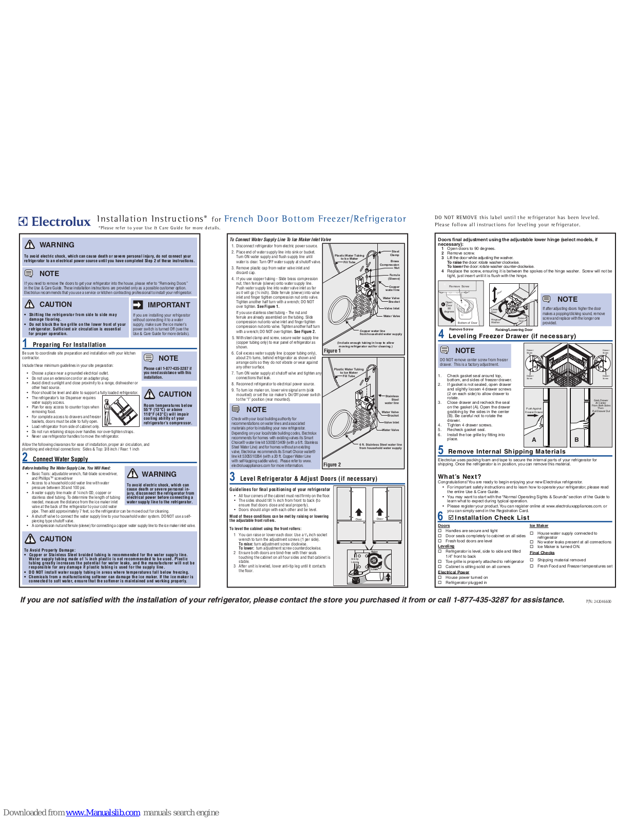 Electrolux E23BC68JPS, EI23BC51, E23BC68JSS, EI23BC51IB, EI23BC51IS Install Manual - ManualMachine.com