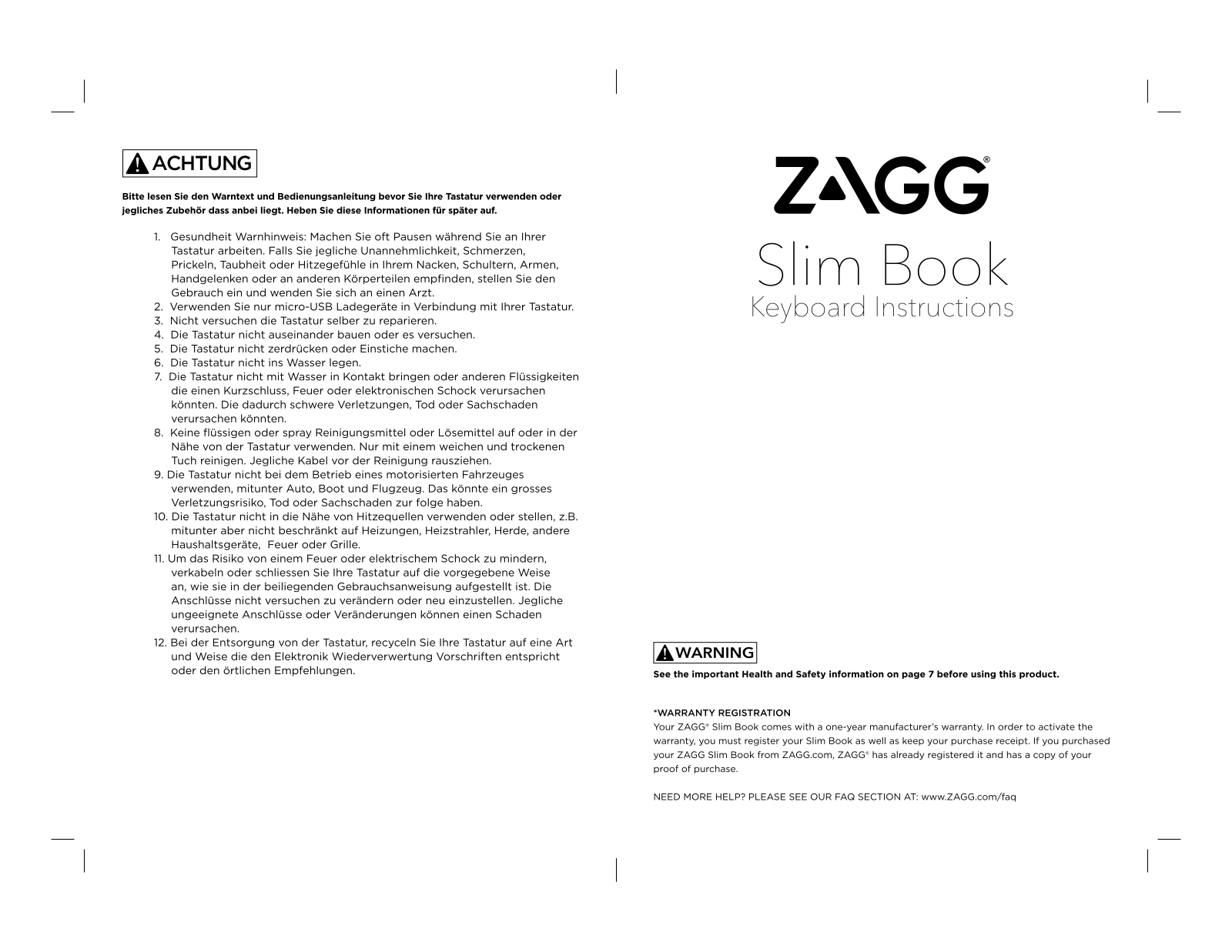 ZAGG Slim Book Keyboard Instructions