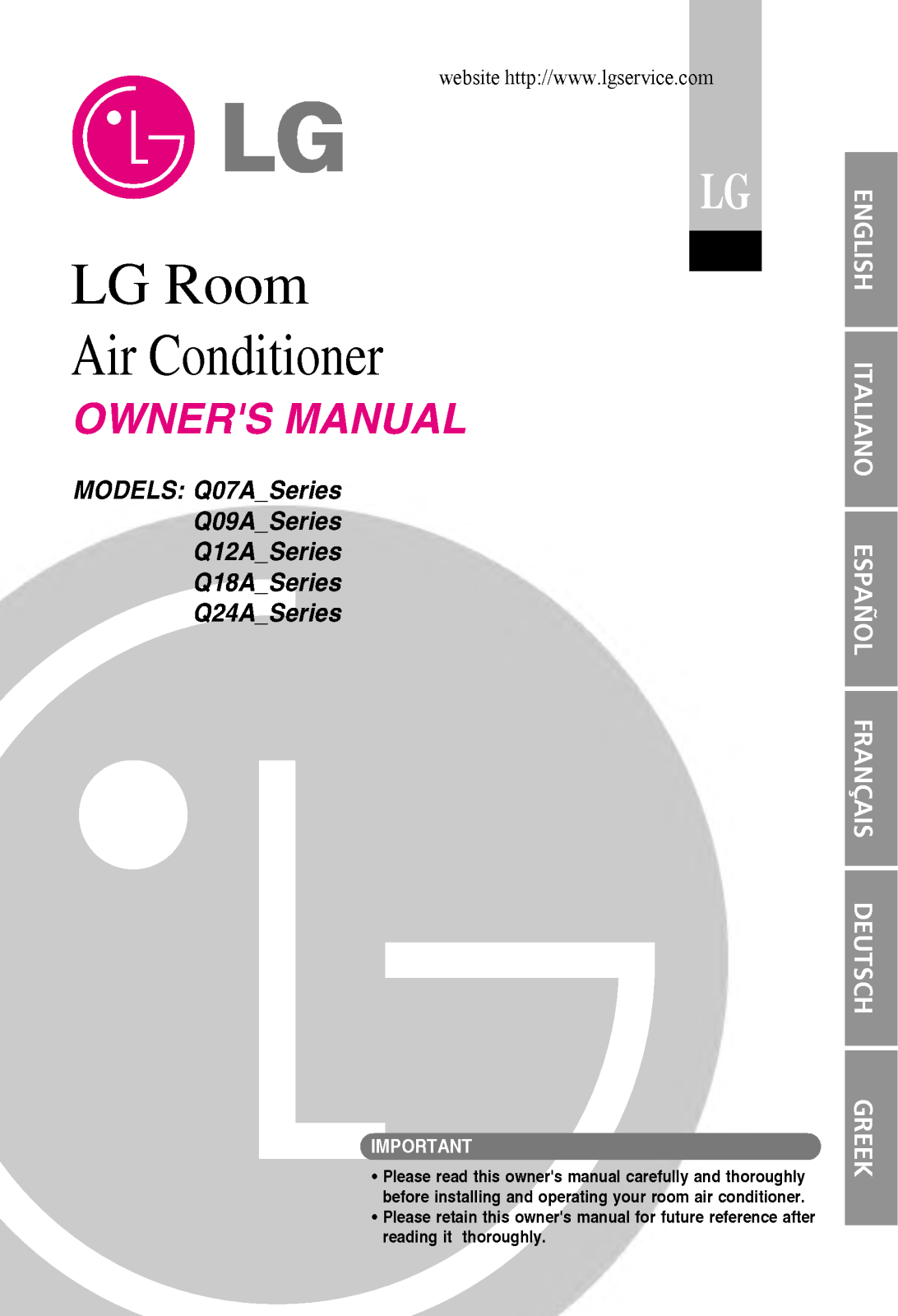 LG Q09AWR, AS-W0967RH0, AS-W1267RH0 User Manual