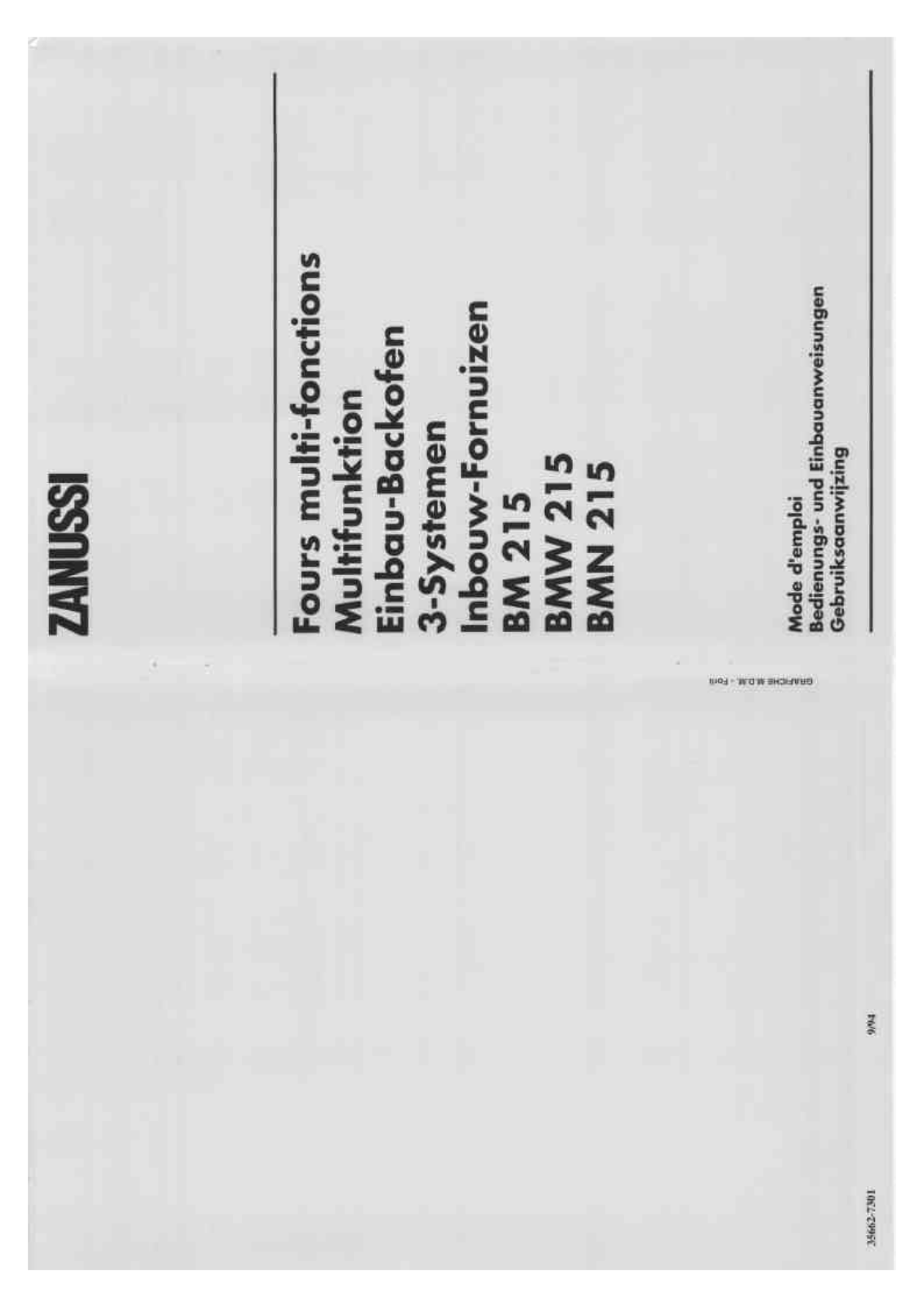 Zanussi BMW215, BM215, BMN215 User Manual