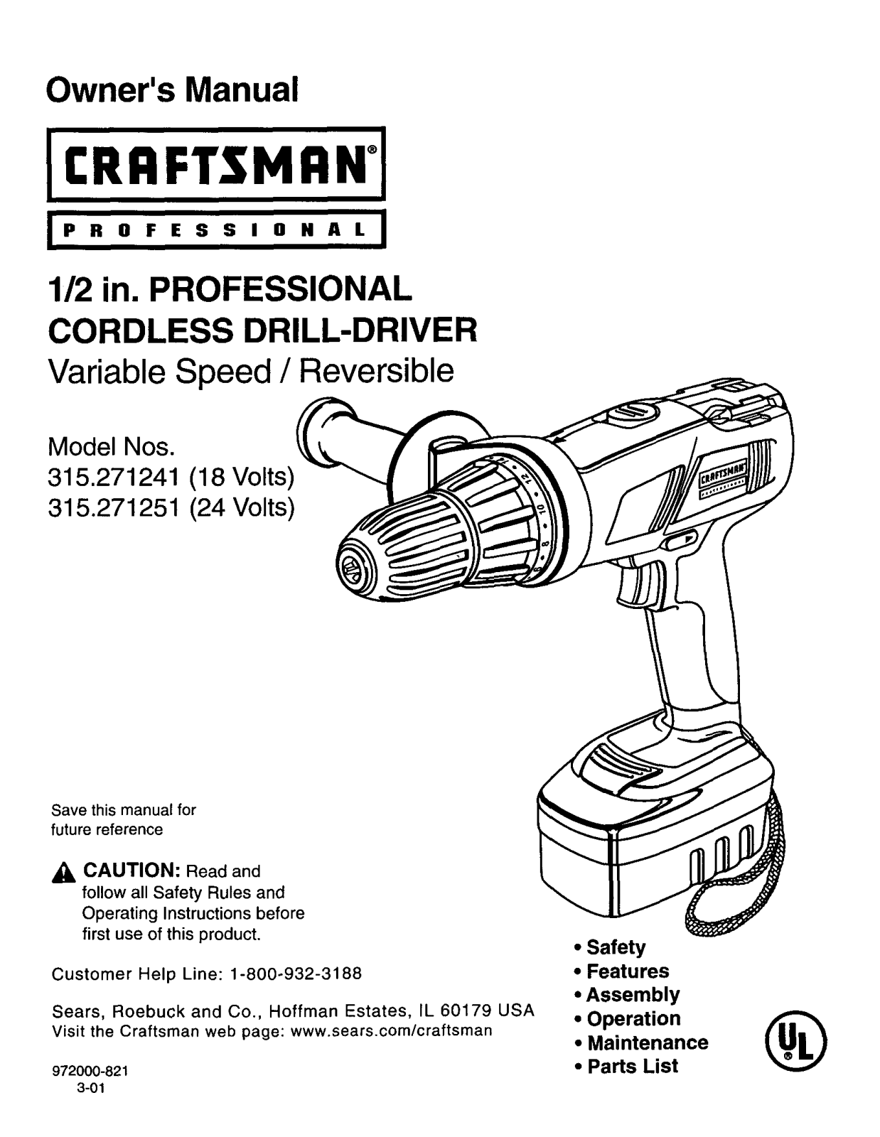 Craftsman 315271251, 315271241 Owner’s Manual