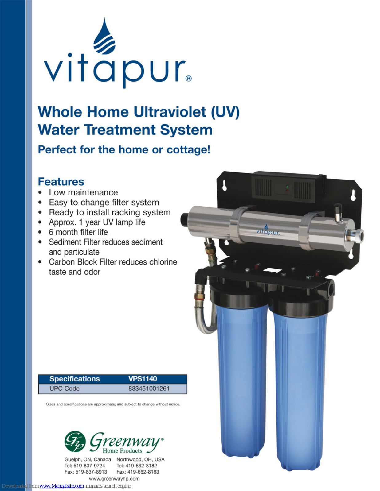 vitapur VPS1140 Specification Sheet - ManualMachine.com