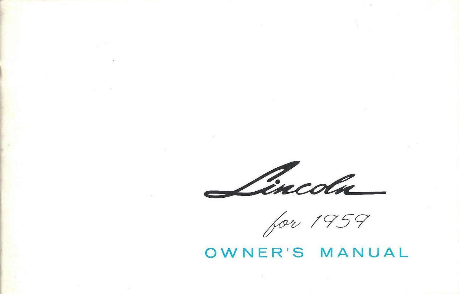 Lincoln 1959 Operating Instructions