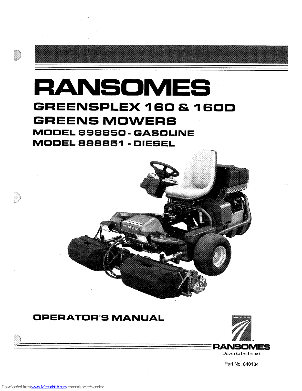 Ransomes Greensplex 160, Greensplex 160D Operator's Manual - ManualMachine.com
