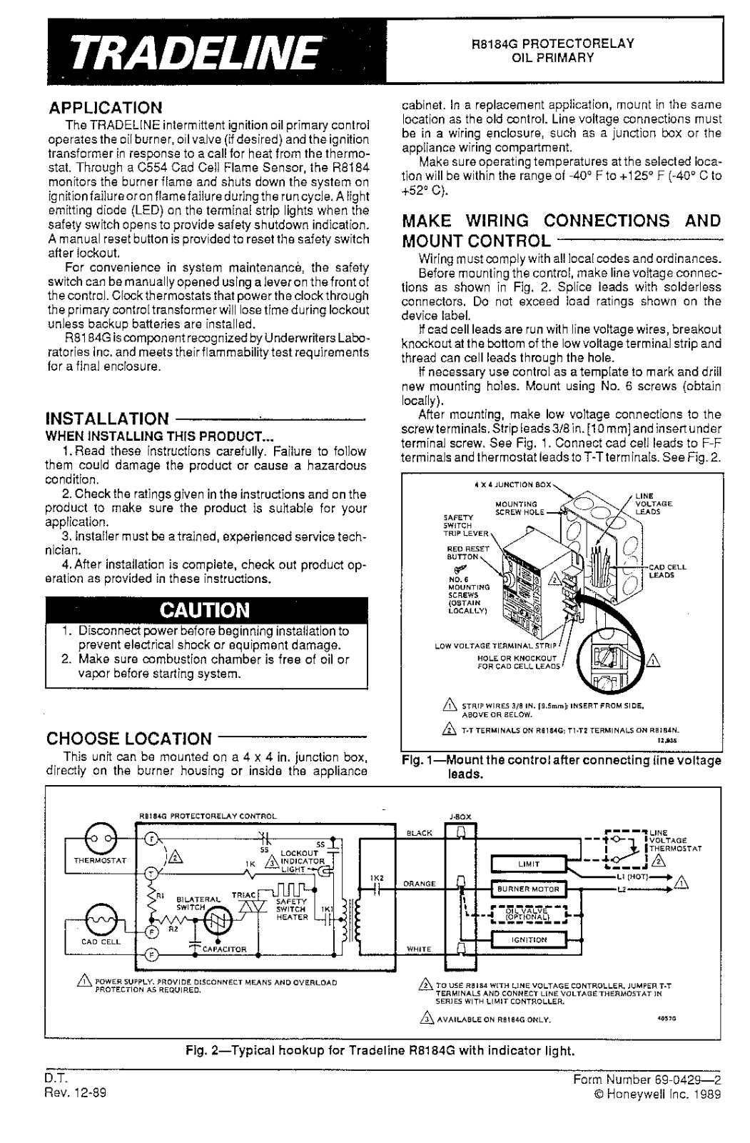 Honeywell R8184G Installation Manual