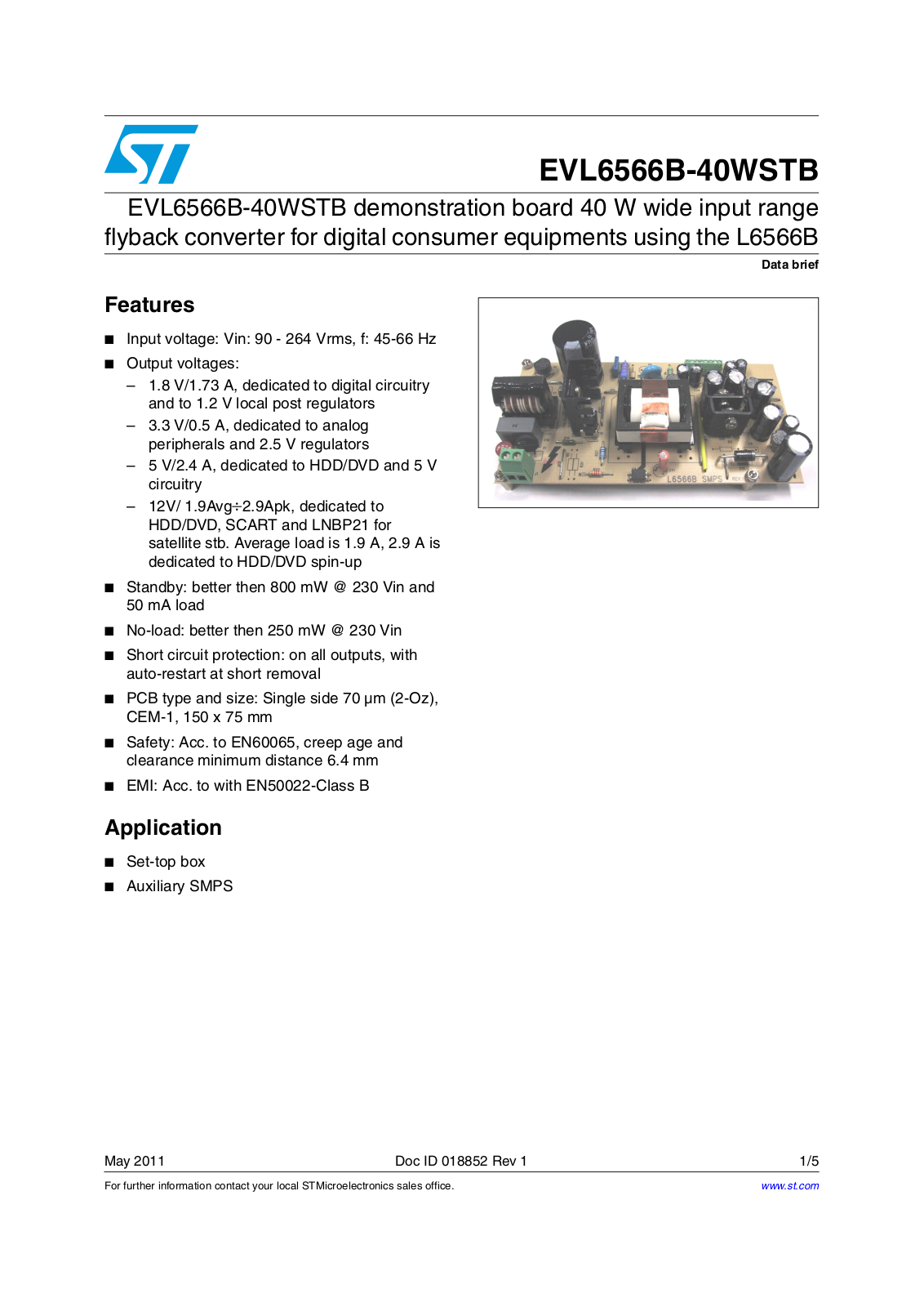 ST EVL6566B-40WSTB User Manual