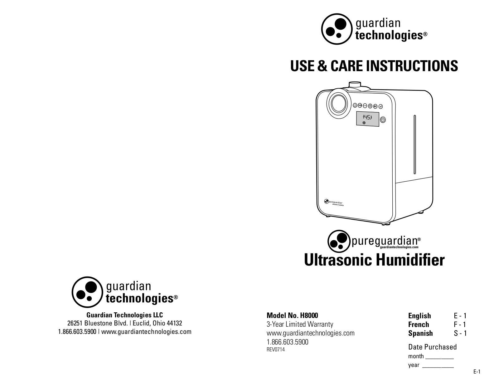 Guardian H8000B User Manual