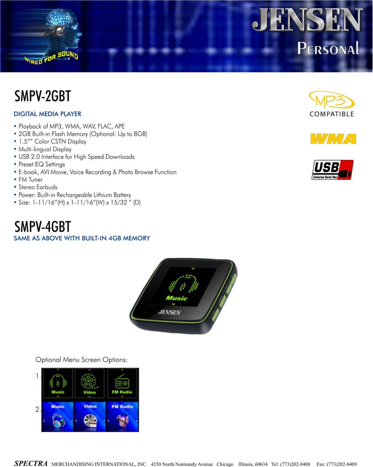 Jensen SMPV-4GBT, SMPV-2GBT User Manual