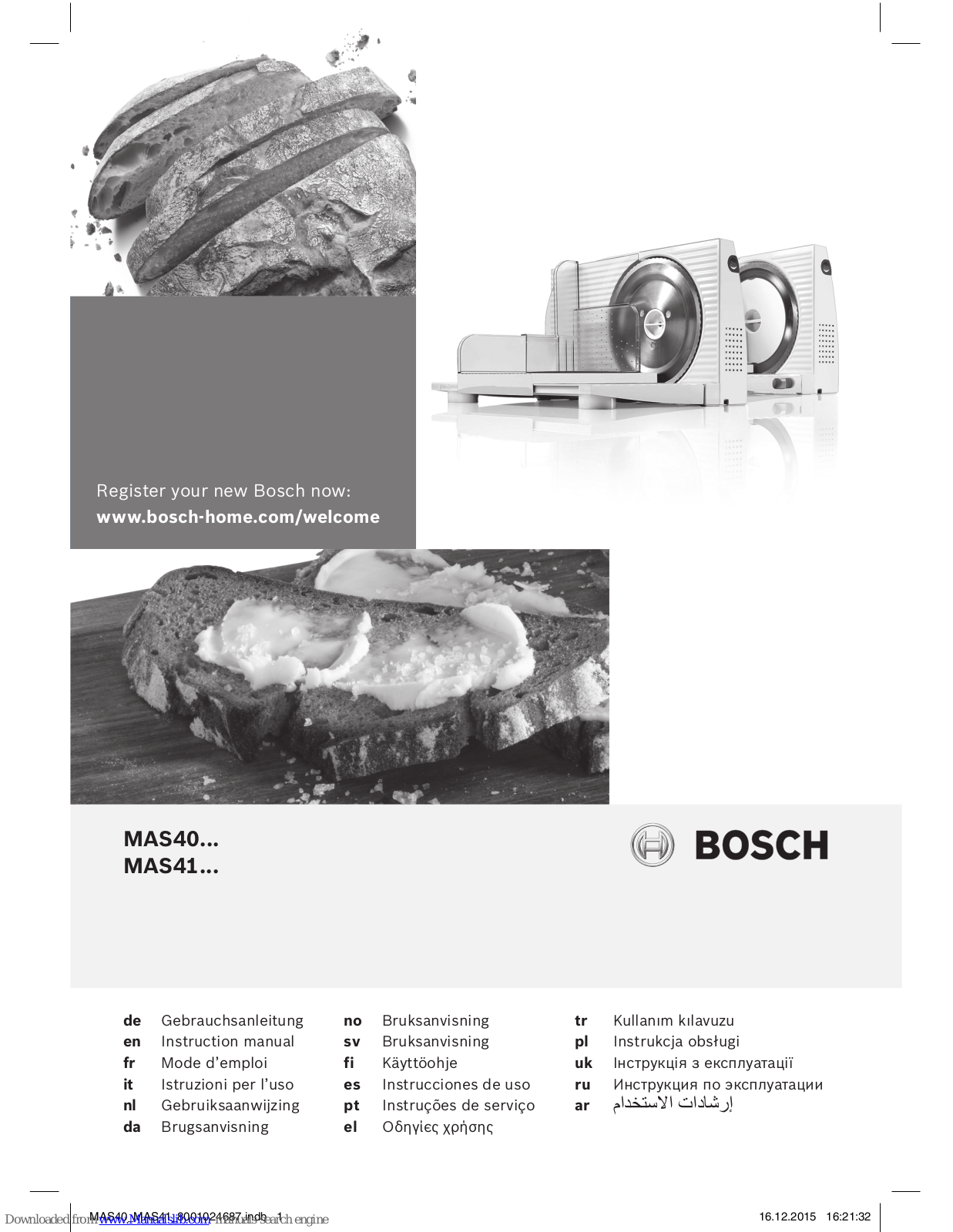 Bosch MAS40, MAS41 Instruction Manual