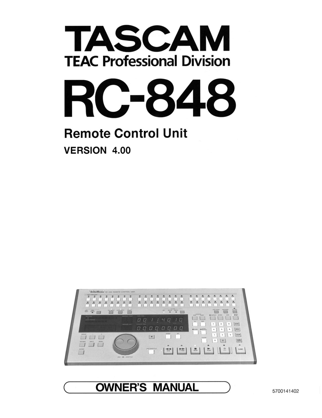 Tascam RC-848 Owners manual