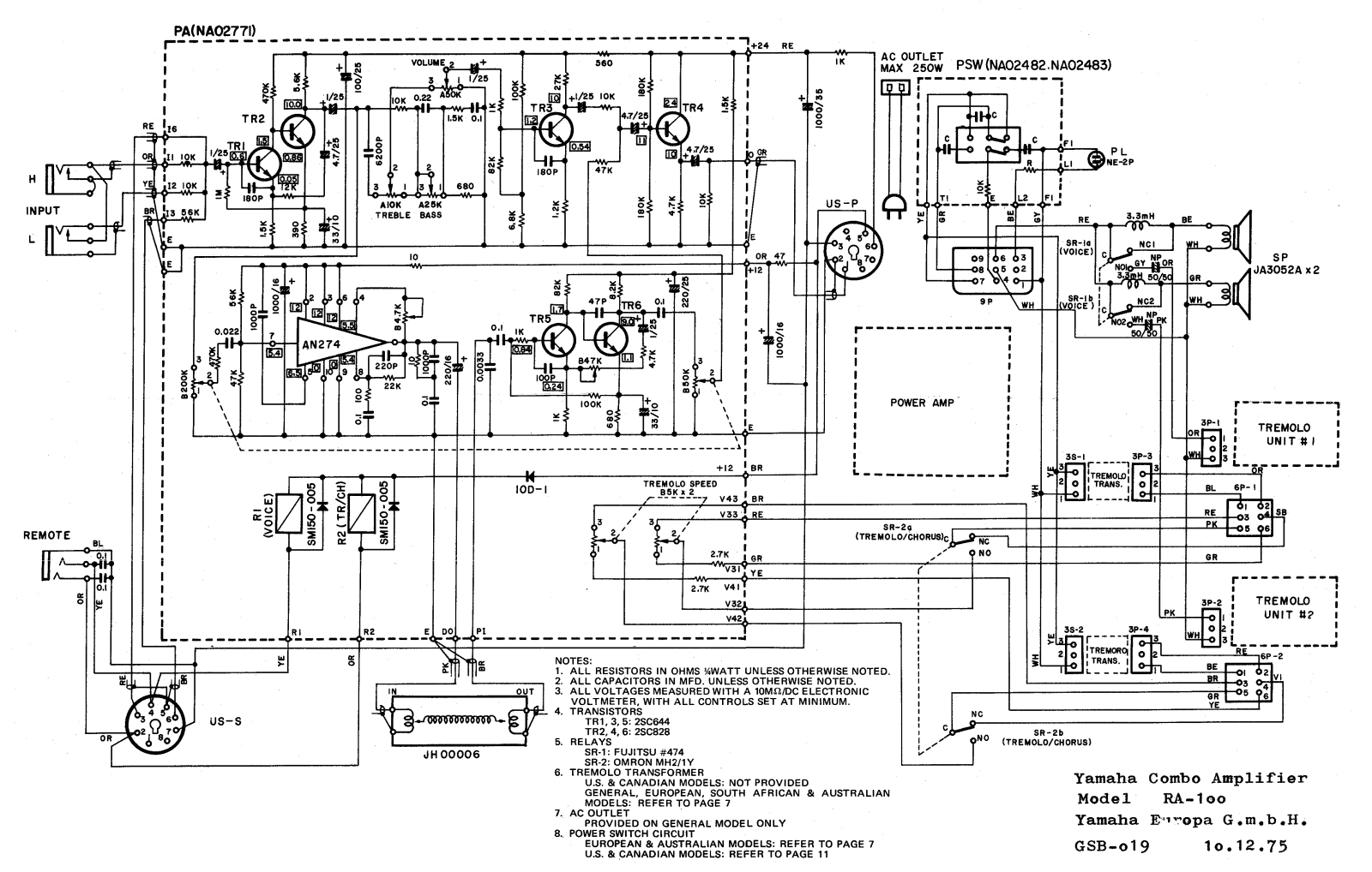 Yamaha RA-100 Schematic