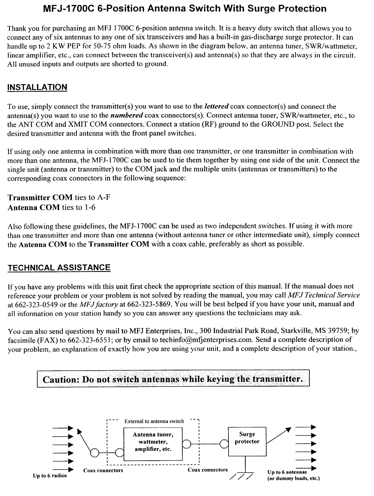 MFJ MFJ-1700C User Manual